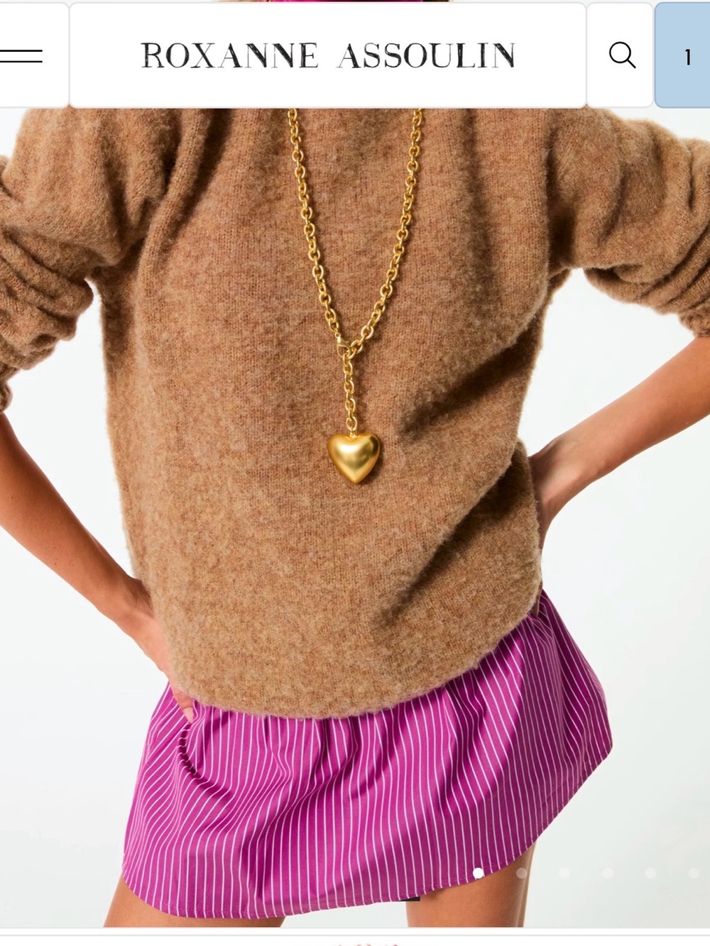 Roxanne Assoulin Authentic The Puffy Heart Necklace in Gold. NEW - Picture 2 of 16